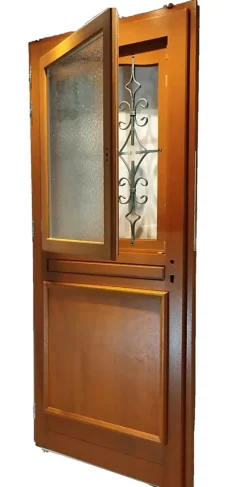 Porte D'entrée Bois Vitrée Vauban, H.215xl.80 P.droit, Poignée, Barillet Côte Tableau-Gd Menuiseries Discount