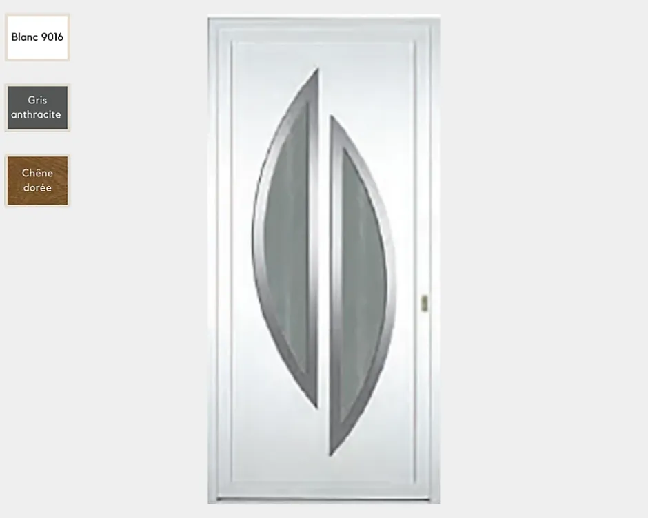 Porte d'entrée en PVC AP1400 BELLA Blanc RAL 9016 (L.:900mm x H.:2150mm)-3 in 1 New