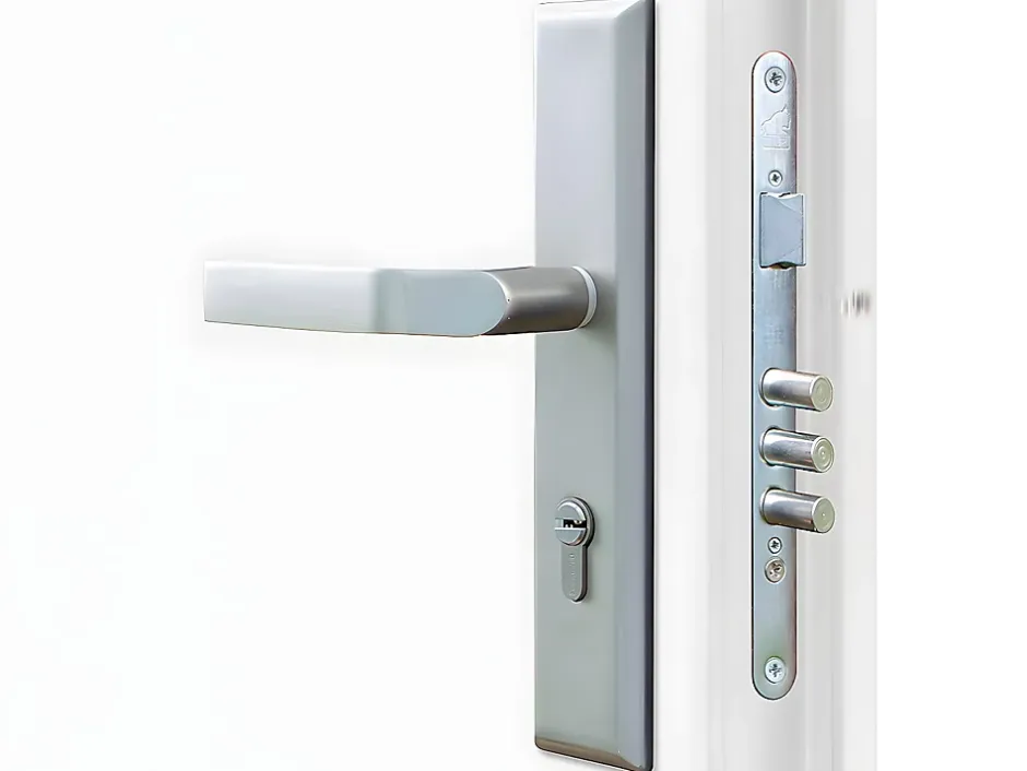 Porte d'entrée en acier avec inox H207 x L100 cm anthracite - épaisseur 55 mm - poussant droit - TIFANA-Vente-unique Best