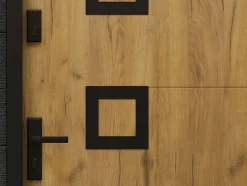 Porte d'entrée en acier avec inox H207 x L100 cm effet chêne - épaisseur 55 mm - poussant droit - TIFANA-Vente-unique Sale