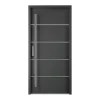 Vente-unique Porte d'entrée en acier pleine et inox H207 x L100 cm anthracite - épaisseur 68 mm - poussant droit - LUSADA