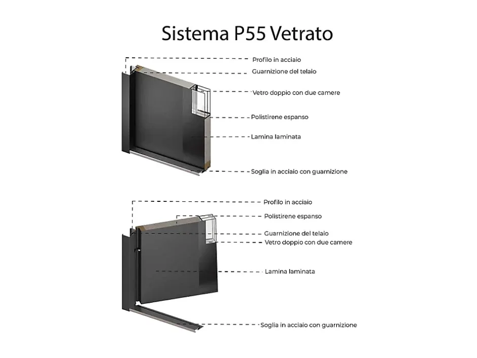 Vente-unique Porte d'entrée en acier pleine et inox H207 x L100 cm anthracite - épaisseur 68 mm - poussant droit - LUSADA