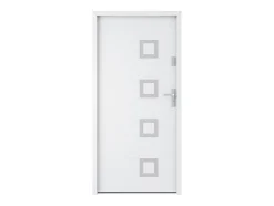 Porte d'entrée en acier pleine et inox H207 x L100 cm blanc - épaisseur 55 mm - poussant gauche - TIFANA-Vente-unique Best