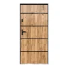 Vente-unique Porte d'entrée en acier pleine et inox H207 x L100 cm effet chêne - épaisseur 55 mm - poussant droit - NAXARA