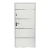 Porte d'entrée en acier pleine et inox H207 x L100 cm blanc - épaisseur 55 mm - poussant droit - NAXARA-Vente-unique Discount