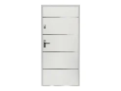 Porte d'entrée en acier pleine et inox H207 x L100 cm blanc - épaisseur 55 mm - poussant droit - NAXARA-Vente-unique Discount