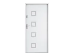 Porte d'entrée en acier pleine et inox H207 x L100 cm blanc - épaisseur 55 mm - poussant droit - TIFANA-Vente-unique Sale