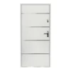 Vente-unique Porte d'entrée en acier pleine et inox H207 x L100 cm blanc - épaisseur 55 mm - poussant gauche - NAXARA