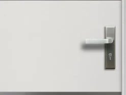 Vente-unique Porte d'entrée en acier pleine et inox H207 x L100 cm blanc - épaisseur 55 mm - poussant gauche - NAXARA