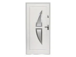 Vente-unique Porte d'entrée en acier vitrée avec inox H207 x L100 cm blanc - épaisseur 55 mm - poussant gauche - COVAS