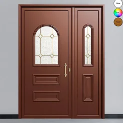 Porte d'entrée en aluminium CLASSIC DESIGN 2305-3661 RAL 8000 ( L.: 150 cm x H.: 215 cm)-3 in 1 New