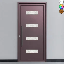 3 in 1 Porte d'entrée en aluminium SIMPLEX 8052 RAL 4007 ( L.: 85 cm x H.: 200 cm)