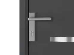 Porte d'entrée en aluminium H218 x L96 cm anthracite - épaisseur 65 mm - poussant droit - AMARES-Vente-unique Sale