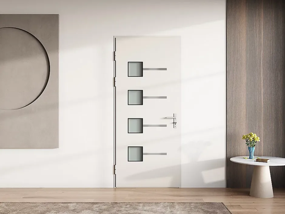 Porte d'entrée en aluminium H218 x L96 cm anthracite - épaisseur 65 mm - poussant droit - AMARES-Vente-unique Sale