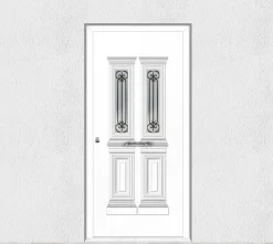3 in 1 Porte d'entrée en aluminium TRADITIONAL DESIGN 5025-1131-8 RAL 9016 Ep.70mm (L.:900mm x H.:2150mm)