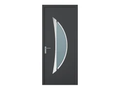 Porte d'entrée en aluminium H218 x L96 cm anthracite - épaisseur 65 mm - poussant droit - DATELO-Vente-unique Online