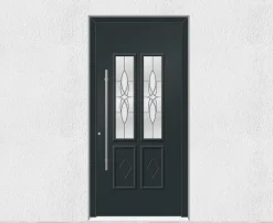 Porte d'entrée en aluminium TRADITIONAL DESIGN 5022-1110-9 RAL 7016 Ep.55mm (L.:850mm x H.: 2000mm)-3 in 1 Outlet