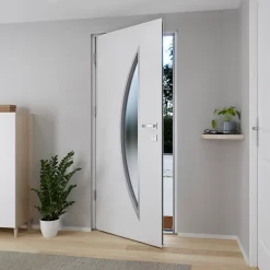 Fortia Porte d'entrée acier blanc RAL 9003 Ricadi 96 x h.218 cm poussant droit