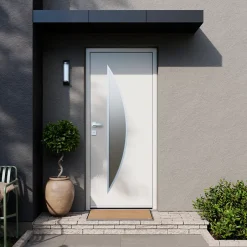 Fortia Porte d'entrée acier blanc RAL 9003 Ricadi 96 x h.218 cm poussant droit