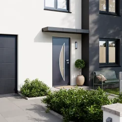 Fortia Porte d'entrée acier gris RAL 7016 Ricardi 96 x h.218 cm poussant droit