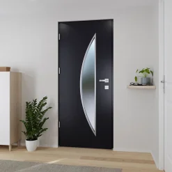 Fortia Porte d'entrée acier gris RAL 7016 Ricardi 96 x h.218 cm poussant droit