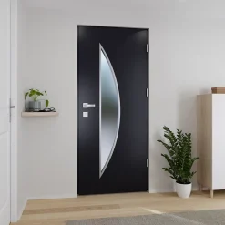 Fortia Porte d'entrée acier gris RAL 7016 Ricardi 96 x h.218 cm poussant droit