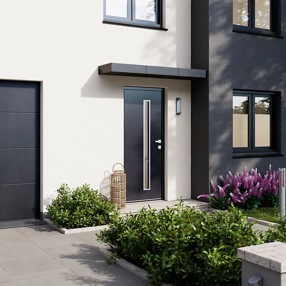 Porte d'entrée acier gris RAL 7016 Pasni 96 x h.218 cm poussant gauche-Fortia Online