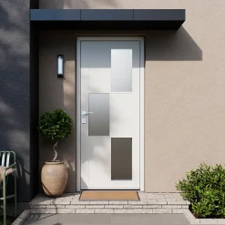 Porte d'entrée acier blanc RAL 9003 Jesolo 96 x h.218 cm poussant droit-Fortia Clearance