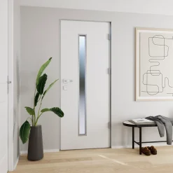 Fortia Porte d'entrée acier blanc RAL 9003 Pasni 96 x h.218 cm poussant gauche