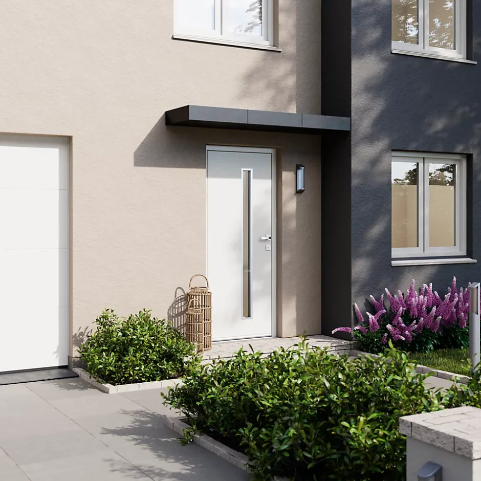 Fortia Porte d'entrée acier blanc RAL 9003 Pasni 96 x h.218 cm poussant gauche