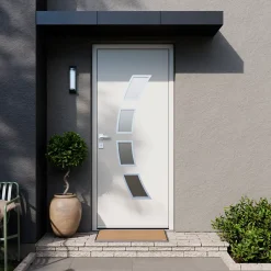 Porte d'entrée acier blanc RAL 9003 Valtos 96 x h.218 cm poussant droit-Fortia Hot