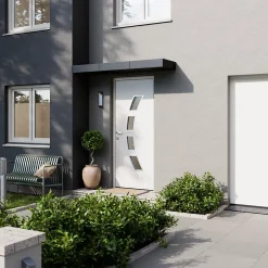 Porte d'entrée acier blanc RAL 9003 Valtos 96 x h.218 cm poussant droit-Fortia Hot