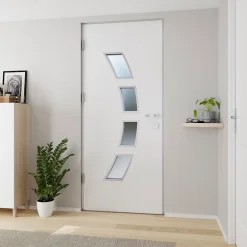 Porte d'entrée acier blanc RAL 9003 Valtos 96 x h.218 cm poussant droit-Fortia Hot