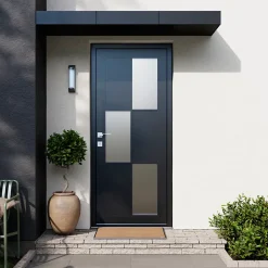 Porte d'entrée acier gris RAL 7016 Jesolo 96 x h.218 cm poussant droit-Fortia Best