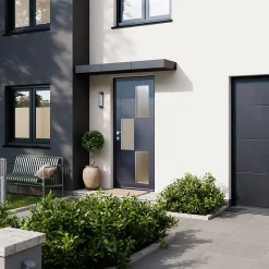 Porte d'entrée acier gris RAL 7016 Jesolo 96 x h.218 cm poussant droit-Fortia Best