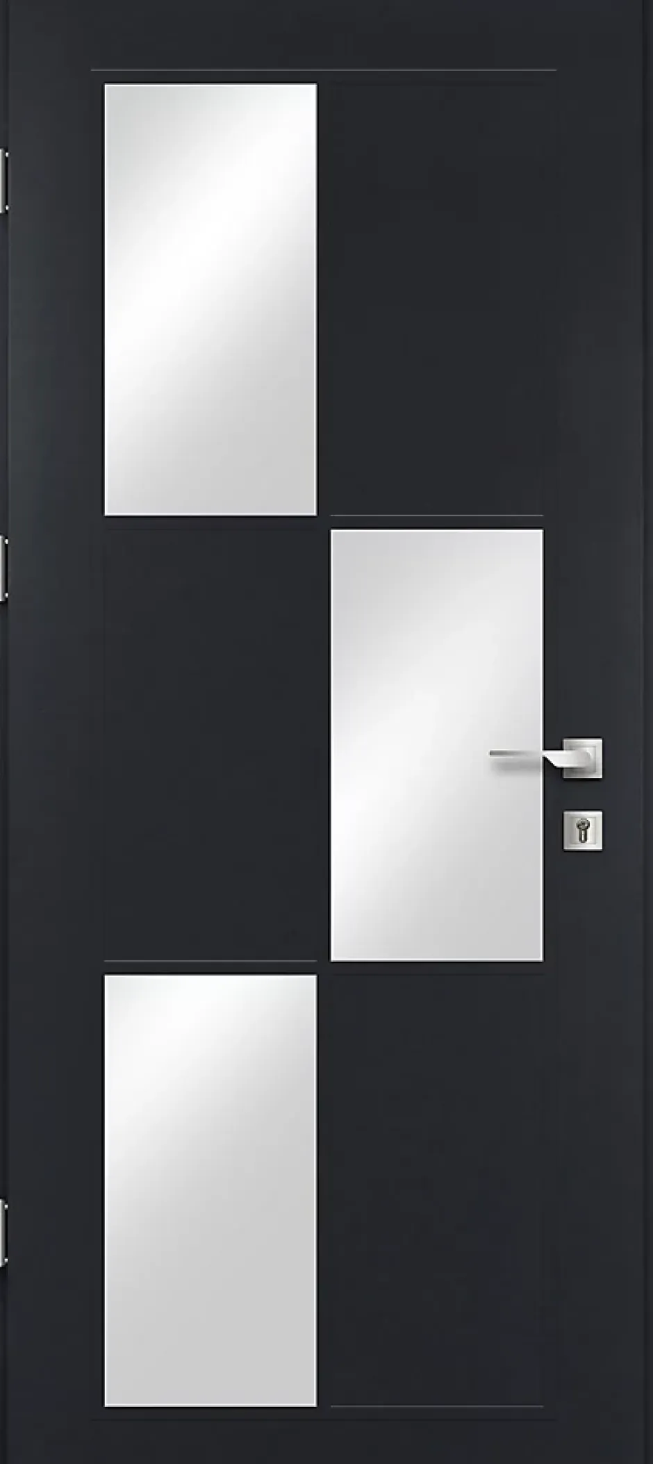 Porte d'entrée acier gris RAL 7016 Jesolo 96 x h.218 cm poussant droit-Fortia Best