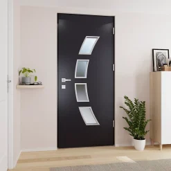 Fortia Porte d'entrée acier gris RAL 7016 Valtos 96 x h.218 cm poussant gauche