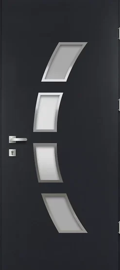 Fortia Porte d'entrée acier gris RAL 7016 Valtos 96 x h.218 cm poussant gauche