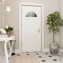 Porte d'entrée acier blanc RAL 9003 Isabela 96 x h.218 cm poussant droit-Fortia Clearance