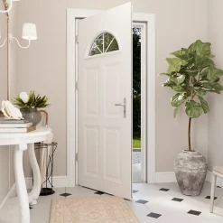 Porte d'entrée acier blanc RAL 9003 Isabela 96 x h.218 cm poussant droit-Fortia Clearance