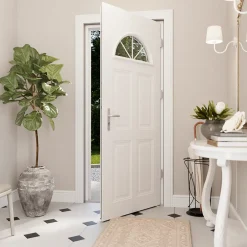 Porte d'entrée acier blanc RAL 9003 Isabela 96 x h.218 cm poussant droit-Fortia Clearance