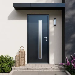 Fortia Porte d'entrée acier gris RAL 7016 Pasni 96 x h.218 cm poussant droit