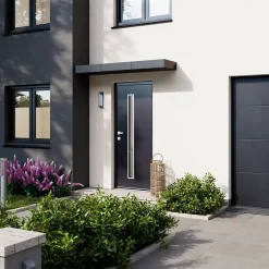 Fortia Porte d'entrée acier gris RAL 7016 Pasni 96 x h.218 cm poussant droit