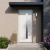 Fortia Porte d'entrée acier blanc RAL 9003 Pasni 96 x h.218 cm poussant droit