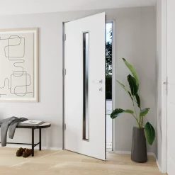 Fortia Porte d'entrée acier blanc RAL 9003 Pasni 96 x h.218 cm poussant droit