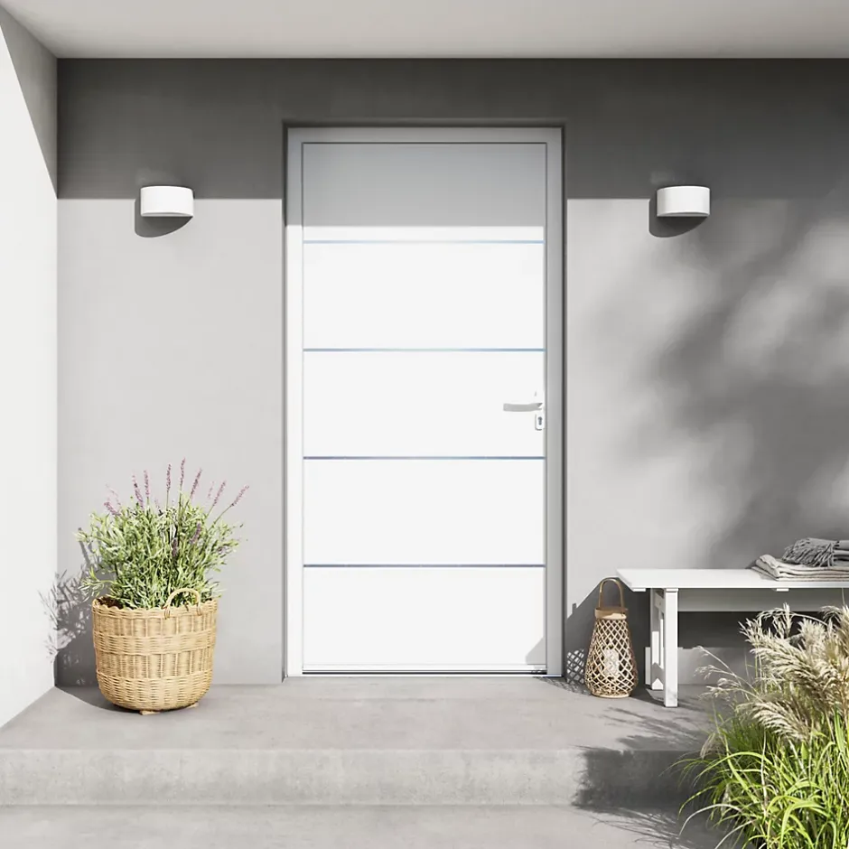 Fortia Porte d'entrée alu blanc RAL 9003 Cecina 96 x h.218 cm poussant droit