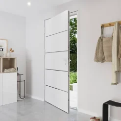 Fortia Porte d'entrée alu blanc RAL 9003 Cecina 96 x h.218 cm poussant droit
