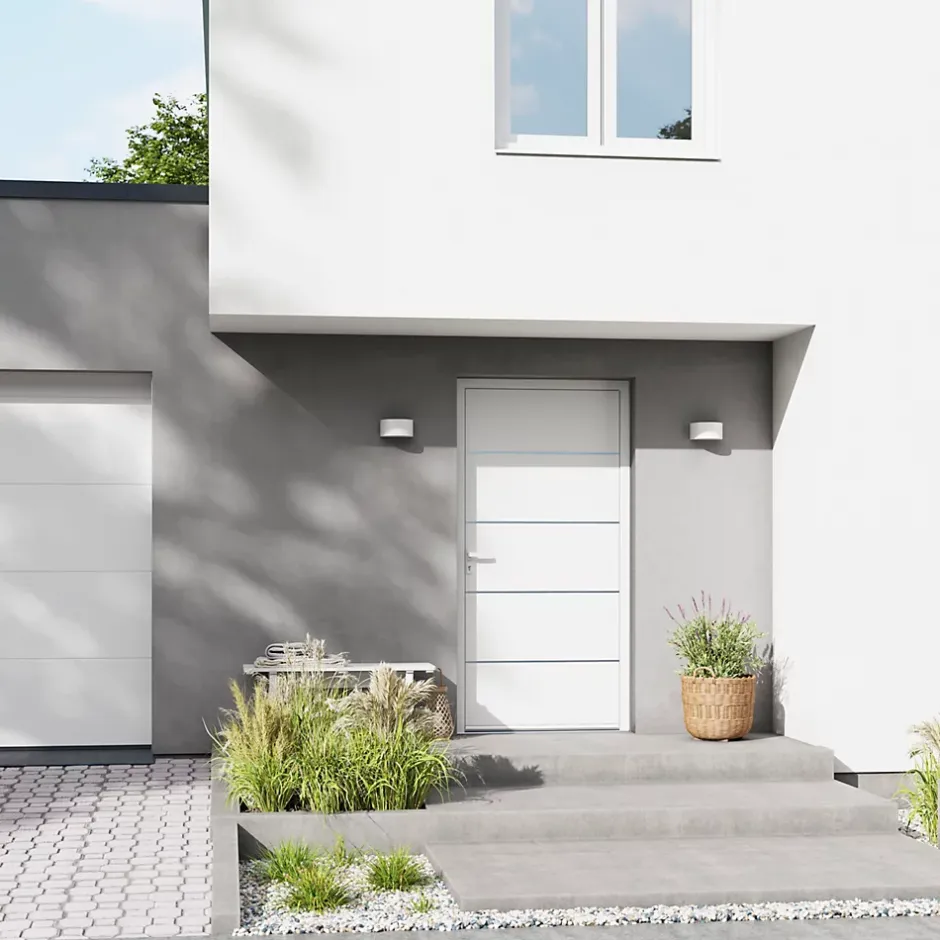 Fortia Porte d'entrée alu blanc RAL 9003 Cecina 96 x h.218 cm poussant droit