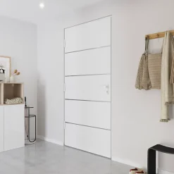 Fortia Porte d'entrée alu blanc RAL 9003 Cecina 96 x h.218 cm poussant droit