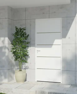 Fortia Porte d'entrée alu blanc RAL 9003 Cecina 96 x h.218 cm poussant droit